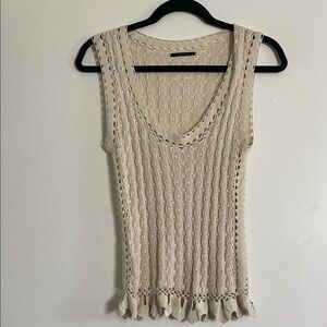 Elie Tahari Cream Textured Tank Top